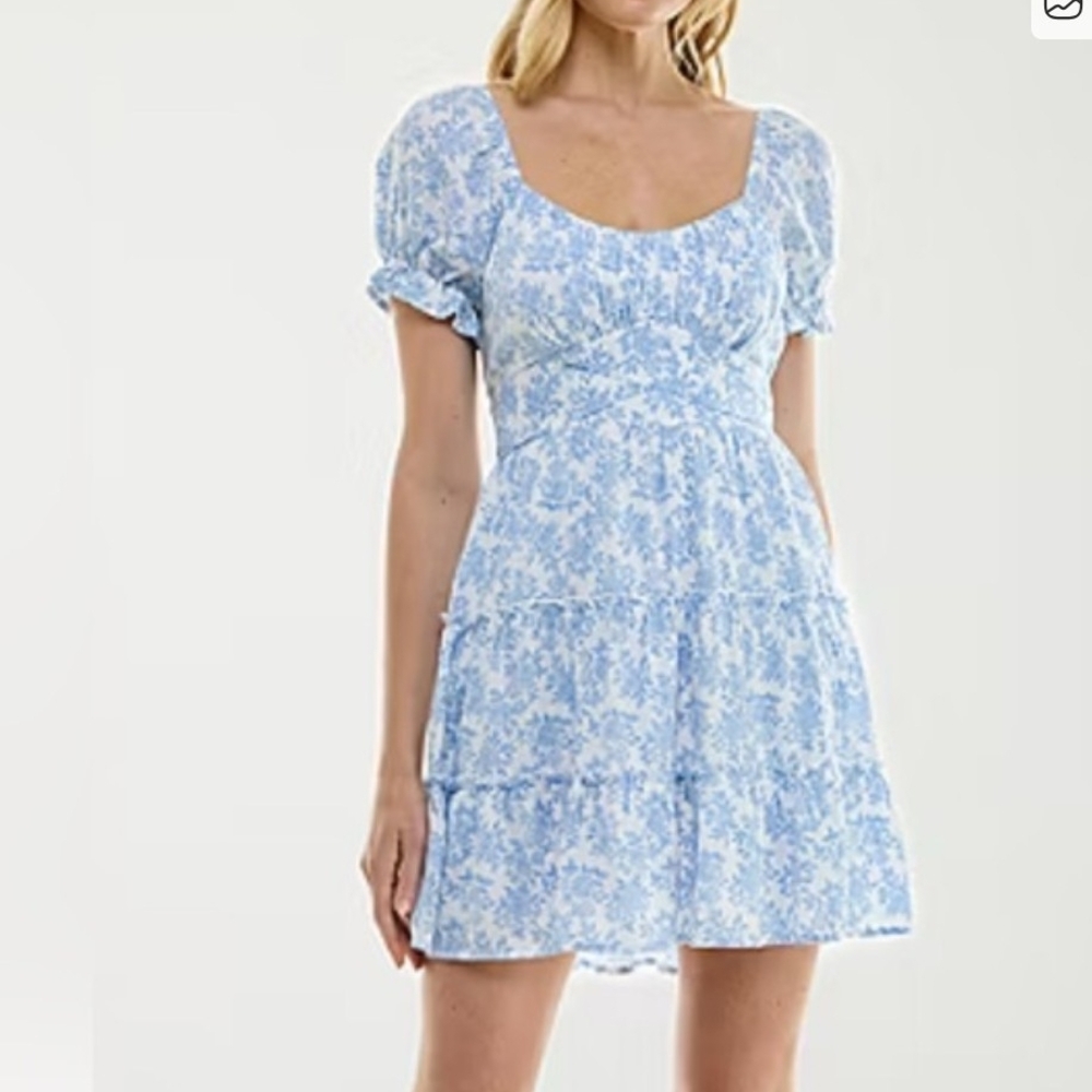 Trixxi Light Blue Floral Mini Dress